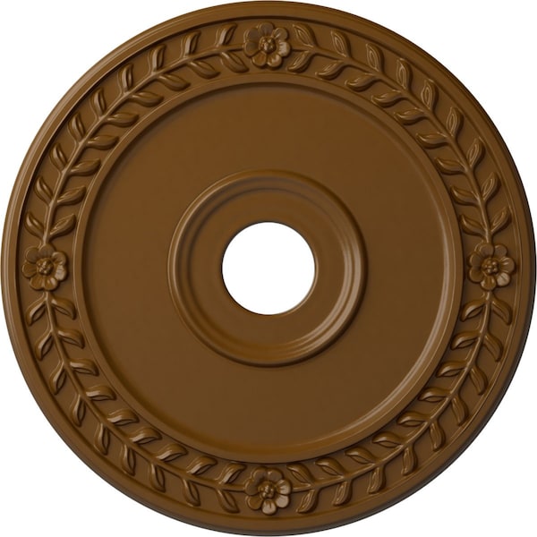 Ekena Millwork Wreath Ceiling Medallion (Fits Canopies up to 6"), 21 1/8"OD x 3 5/8"ID x 7/8"P, Smokey Topaz CM21WRSTF - main